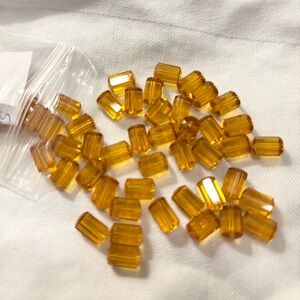 SWAROVSKI GOLD TOPAZ TUBULAR 1970’s Vintage Beads 9 x 6 mm lot of 48 💛💛💛